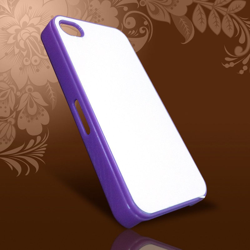 Чехол IPhone 4/4S пластик фиолетовый с металличской вставкой
